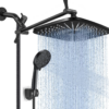 5-Setting High Pressure Shower Head 12 Inch Rain Shower Head with Handheld and Hose Silver - Image 3
