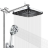 5-Setting High Pressure Shower Head 12 Inch Rain Shower Head with Handheld and Hose Silver - Image 2