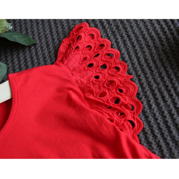 Girls Clothing Set New Summer Flower Hollow Sleeve Tops +Shorts Kids Suits - Image 6