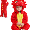 Baby Dragon Costume, Cute Animal Baby Snowsuit Double Zip Soft Flannel Baby Jumpsuit with Hoodie and Tail for Toddler Cosplay - Image 6