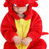 Baby Dragon Costume, Cute Animal Baby Snowsuit Double Zip Soft Flannel Baby Jumpsuit with Hoodie and Tail for Toddler Cosplay - Image 9