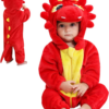 Baby Dragon Costume, Cute Animal Baby Snowsuit Double Zip Soft Flannel Baby Jumpsuit with Hoodie and Tail for Toddler Cosplay