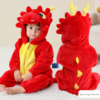 Baby Dragon Costume, Cute Animal Baby Snowsuit Double Zip Soft Flannel Baby Jumpsuit with Hoodie and Tail for Toddler Cosplay - Image 8